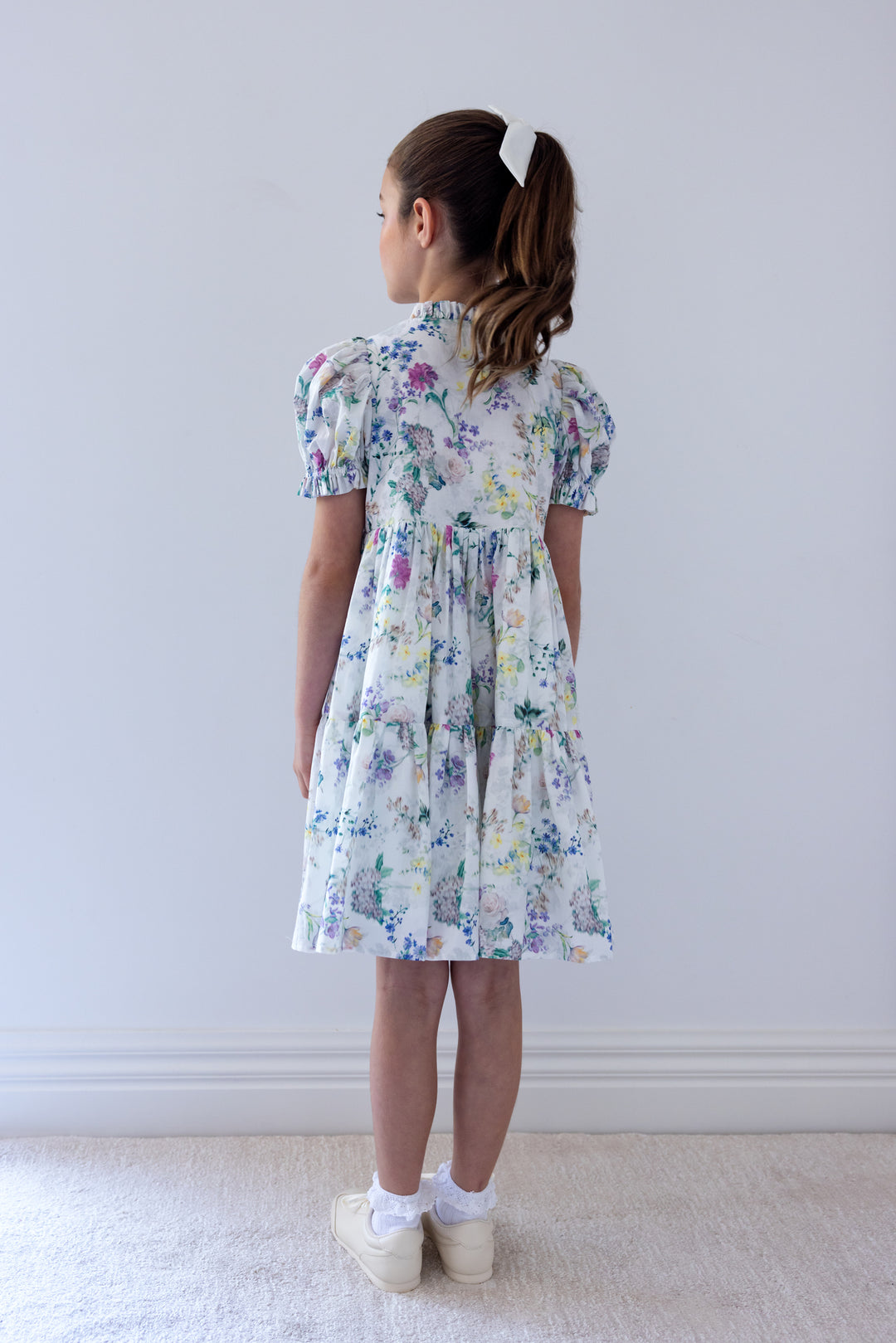 8214D-S/S GARDEN PRINT VOILE DRESS