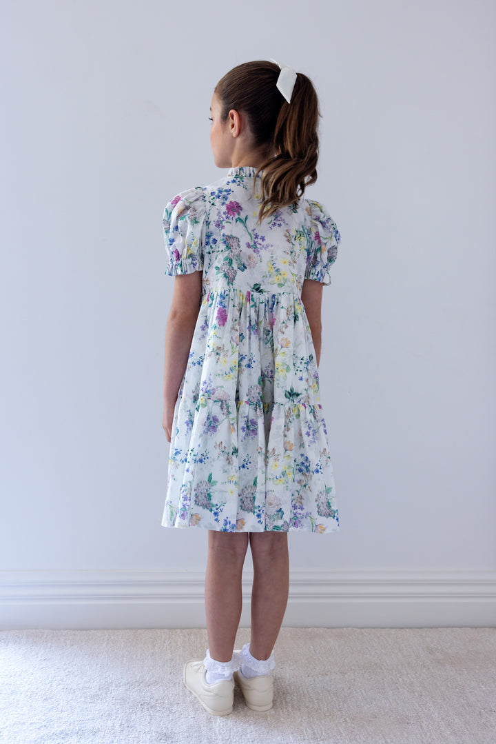 8214D-S/S GARDEN PRINT VOILE DRESS