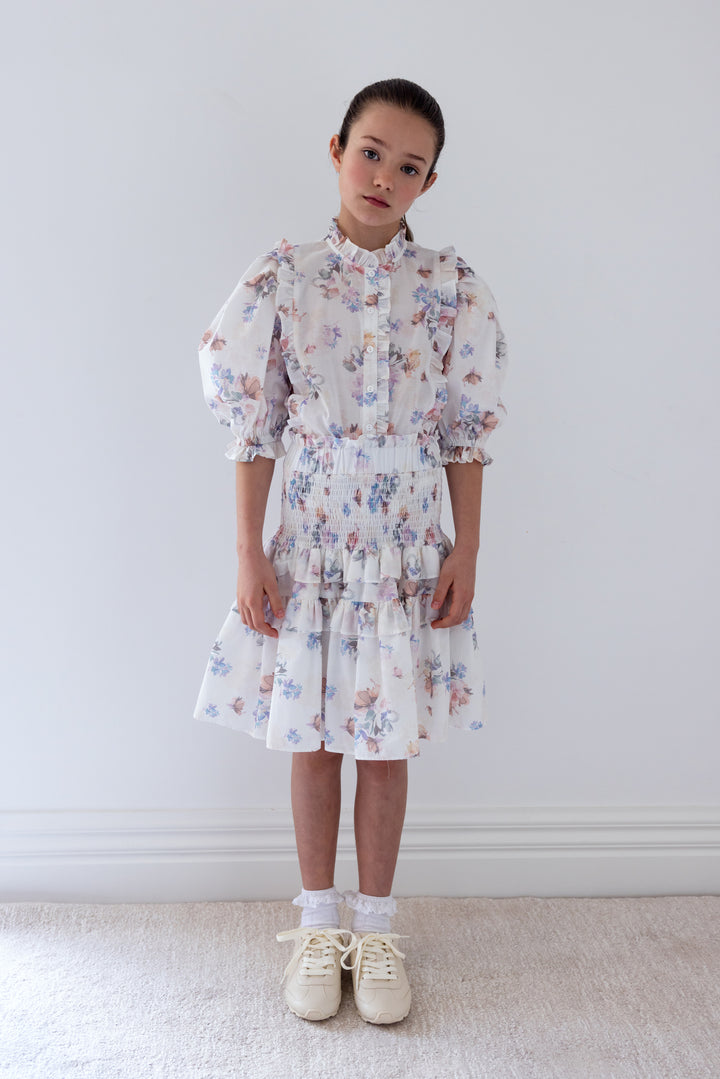 8220S-FLUTTER FLORAL PRINT VOILE SKIRT