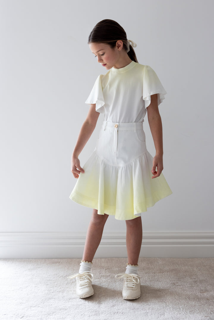 8244T-FLUTTER SLEEVE JERSEY TEE-YELLOW TYE DYE