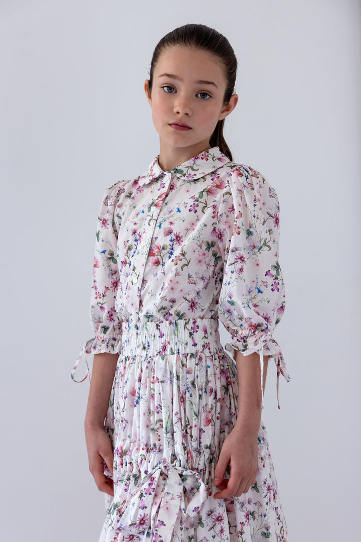 8248T-WHISPY FLORAL PRINT VOILE SHIRT