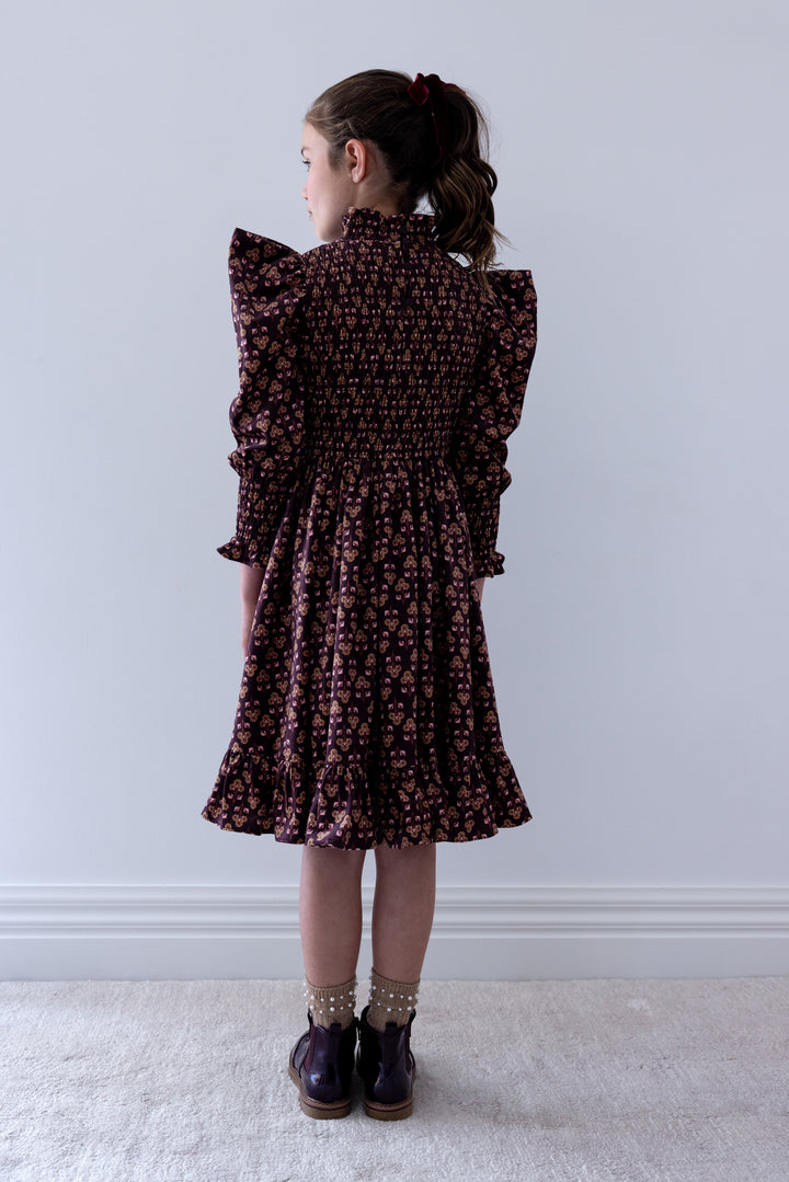 8264D Wallpaper Printed Cord Shirred Bodice Dress - Wallpaper Print