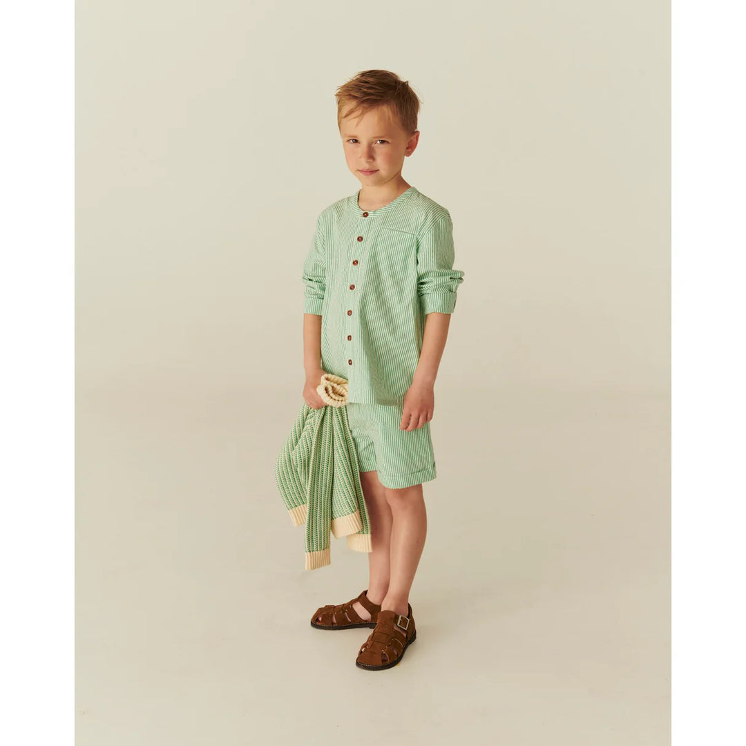 241-200-401 SEERSUCKER SHORTS SPORTY - SHARP GREEN W CREAM STRIPE