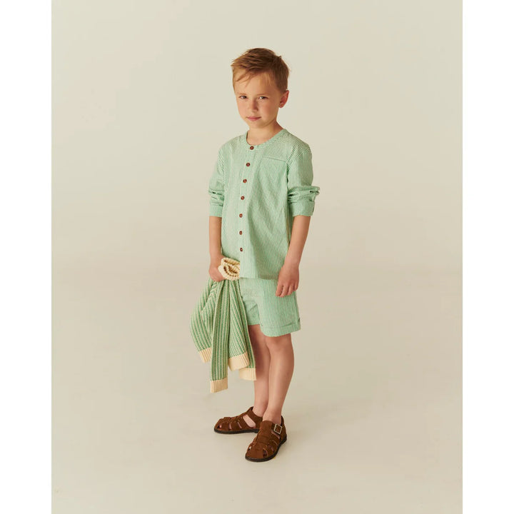 241-200-401 SEERSUCKER SHORTS SPORTY - SHARP GREEN W CREAM STRIPE