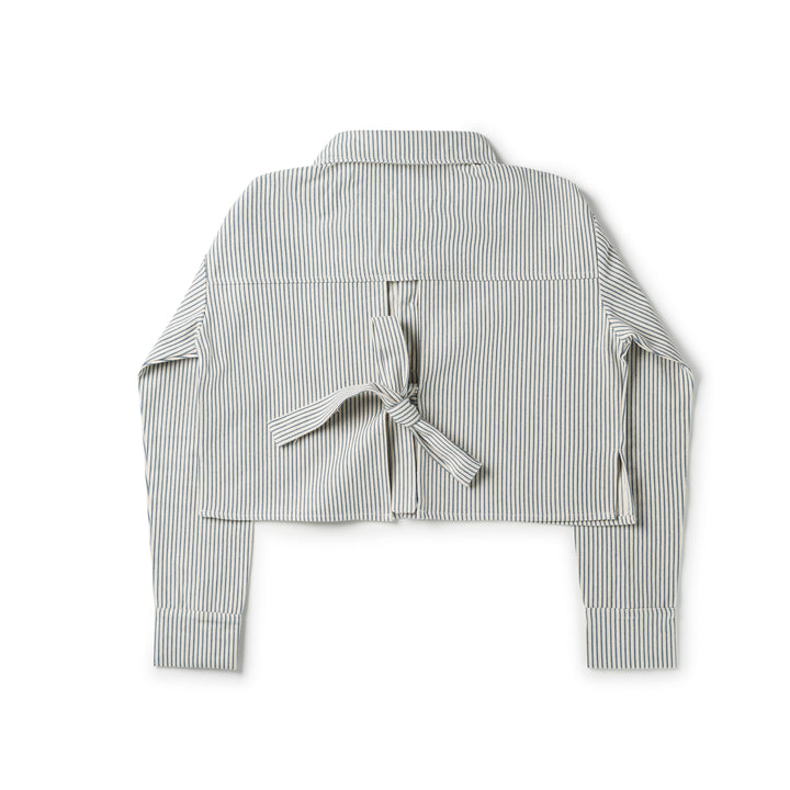 SS907A - Teen Bow Shirt Blue Stripe