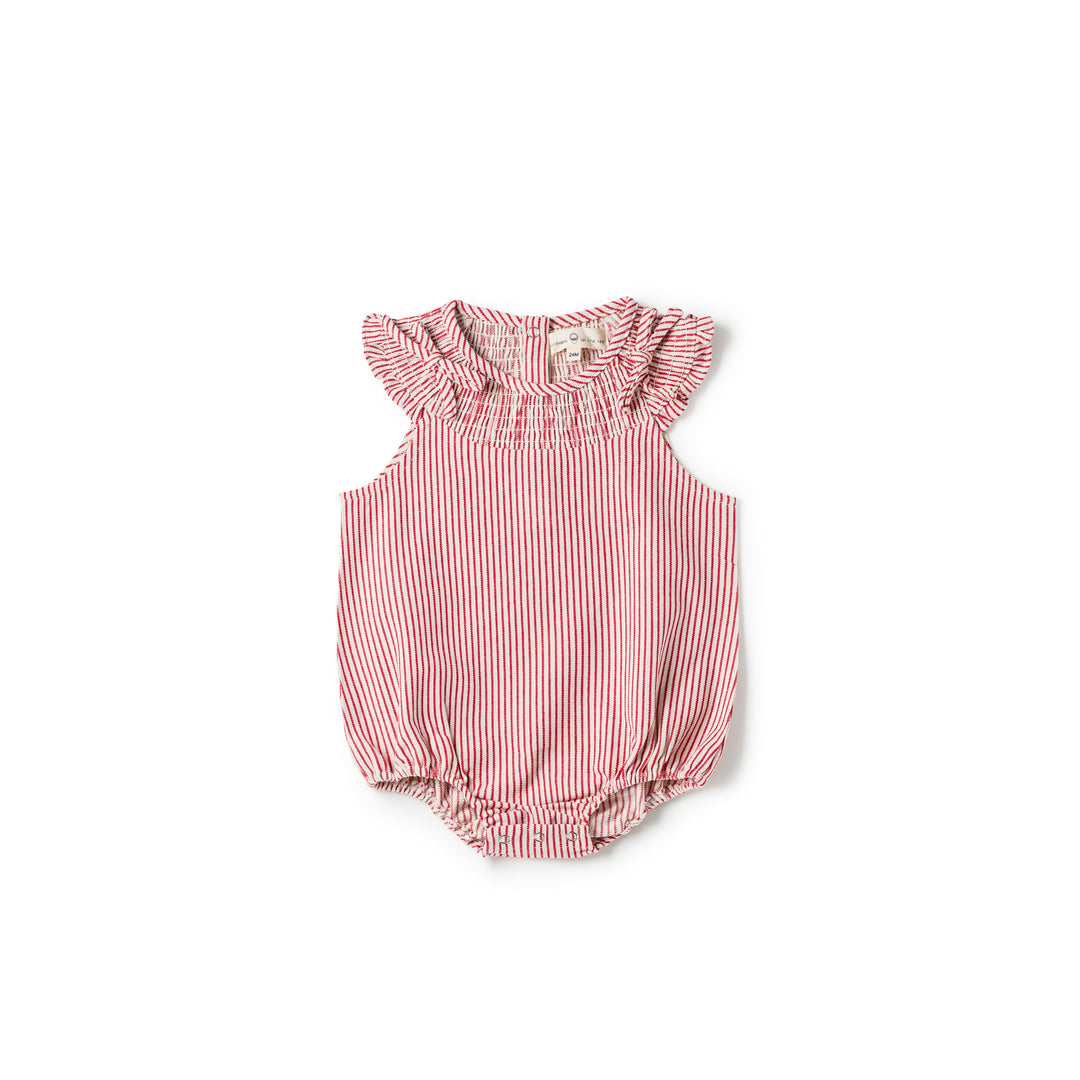 SS808B - Smckd Romper Pink Stripe