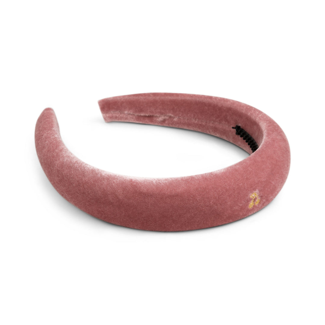 Le Enfant Gold Thread Cherry Hairband Velvet - Pink