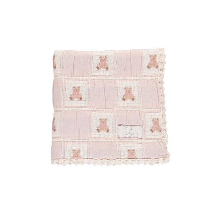 Teddy Bear Blanket - Mauve Teddy Patchwork
