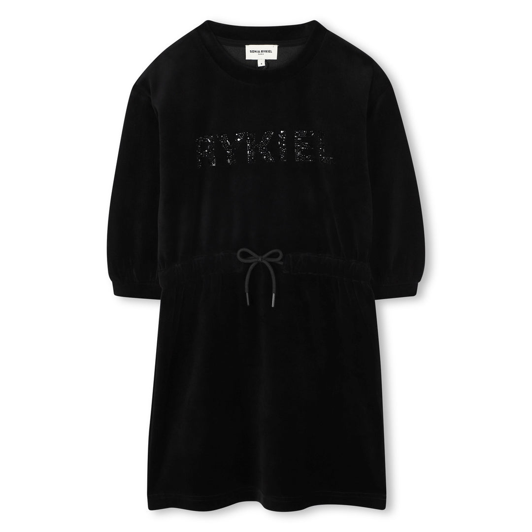 A00325-LOGO 3/4 SLEEVE DRESS-BLACK