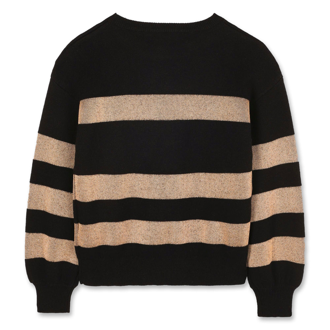 A00349-STRIPED LOGO SWEATER-BLACK  GOLD