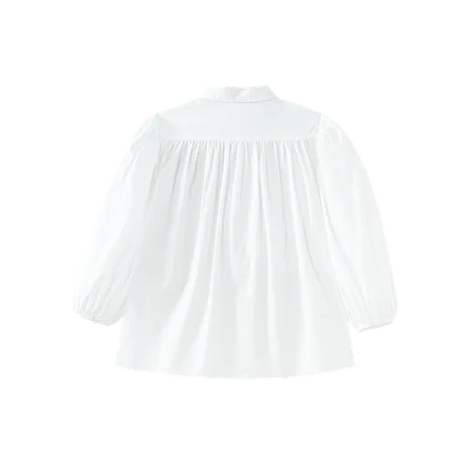 GATHERED SHOULDER BLOUSE-WHITE