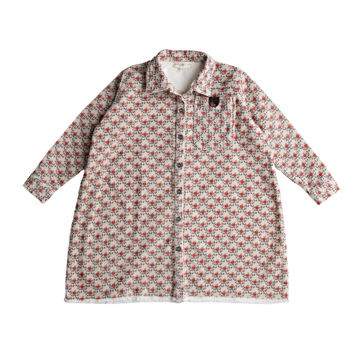 502B-Apple printed corduroy-Oversized shirt dress