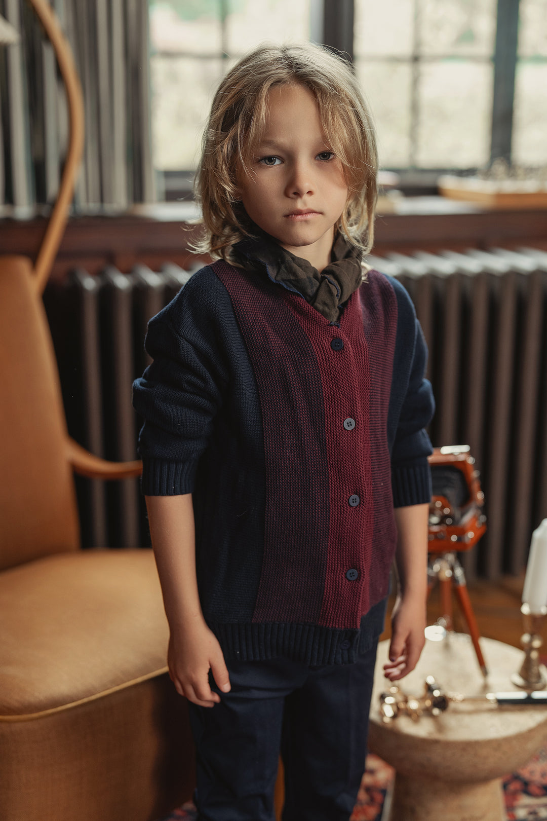 HUDSON STRIPE CARDIGAN-NAVY