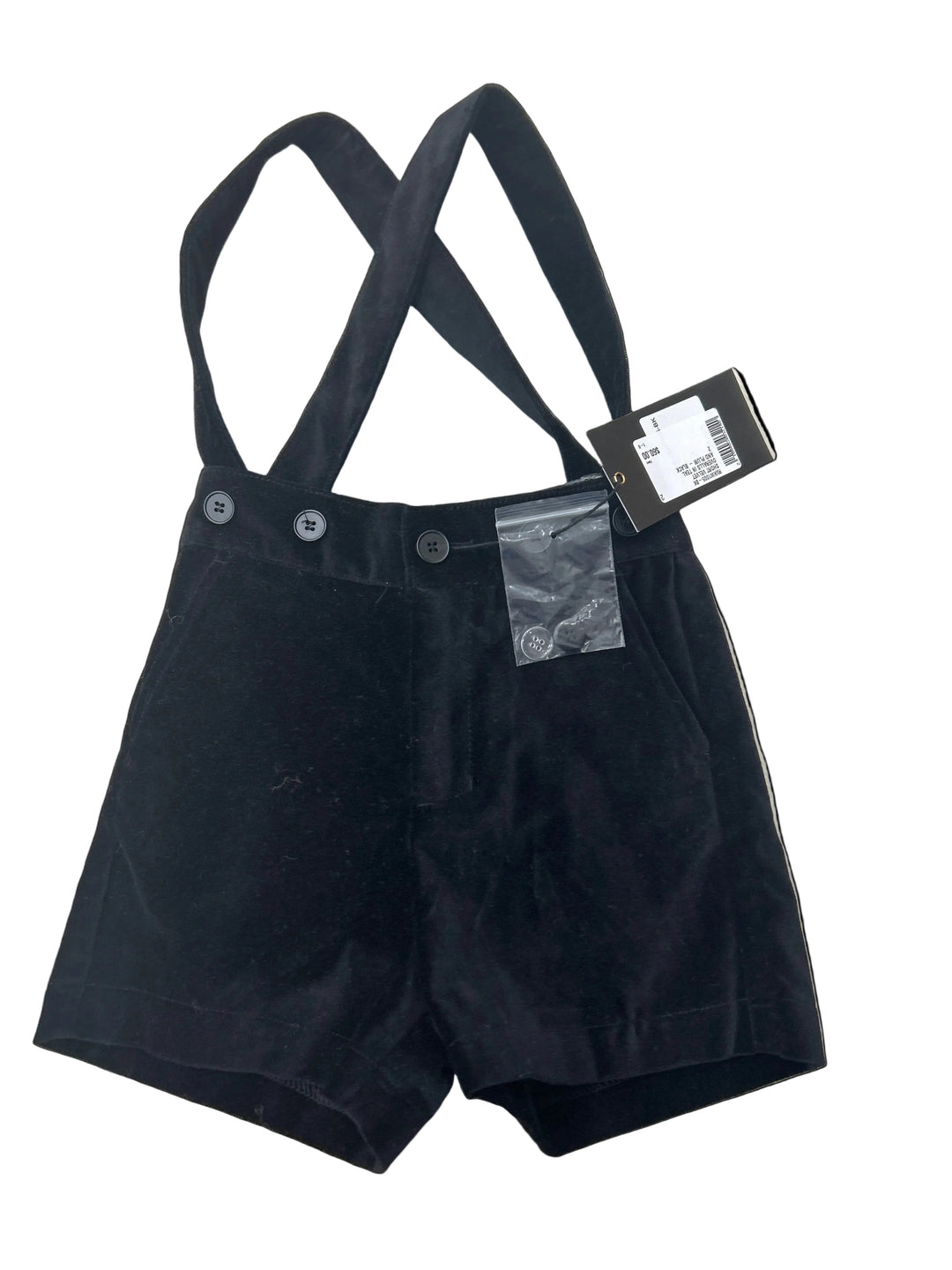 RVAW1005-BK SHORT VELVET OVERALLS IN TEAL AND PLUM - BLACK
