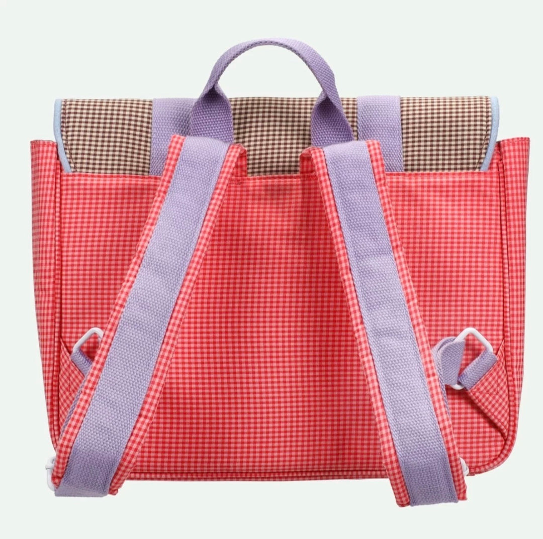 1802370 Schoolbag - Gingham Flower/Rose