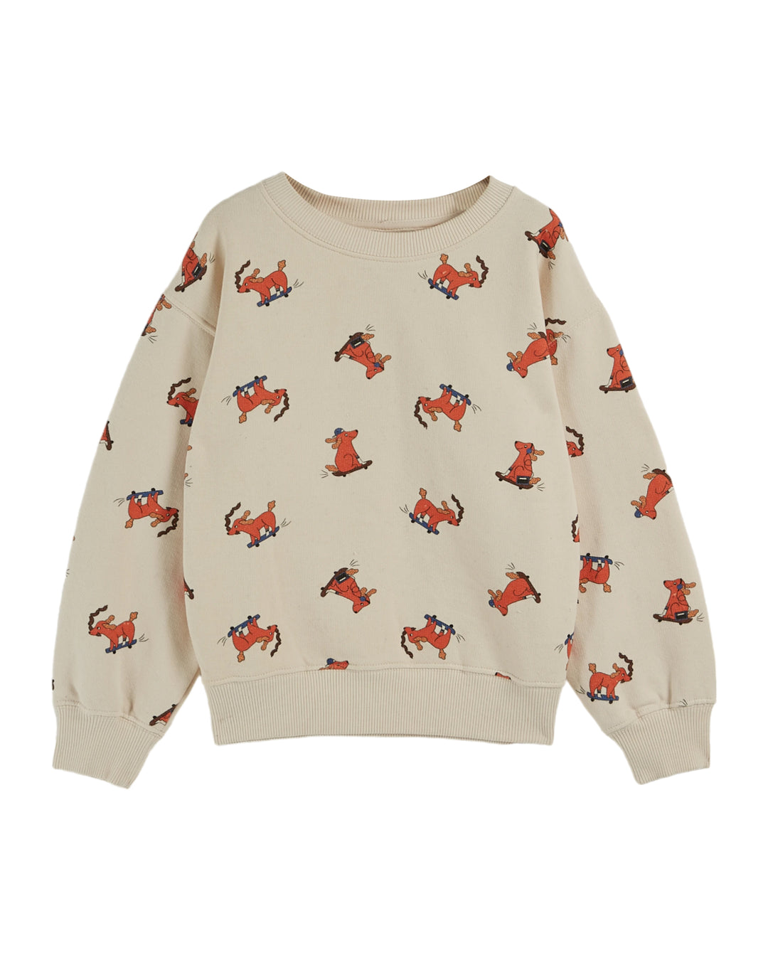 AA101-SKATING DOG FLEECE SWEATSHIRT-CREME CHIEN