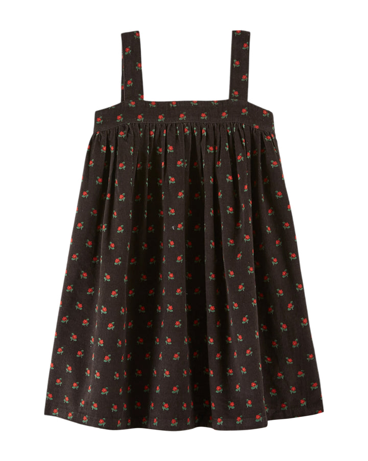 AC083C-ROBE AMPLE BRETELLES-POPPY NOIR