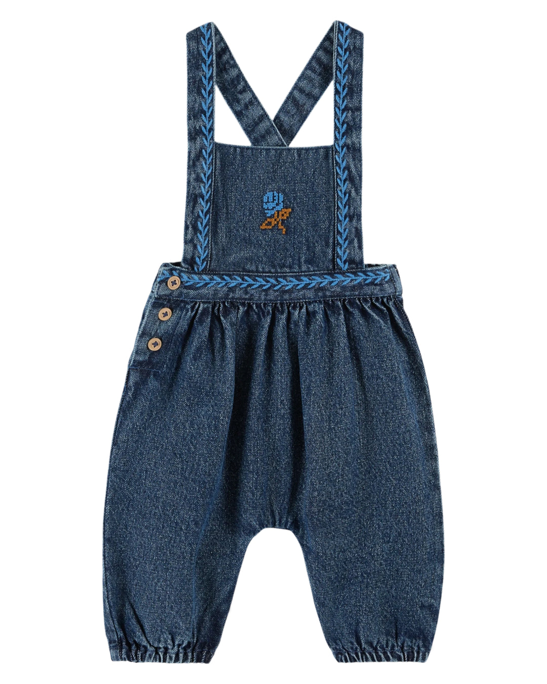 AC215-SALOPETTE DENIM BRODEE BB-DENIM