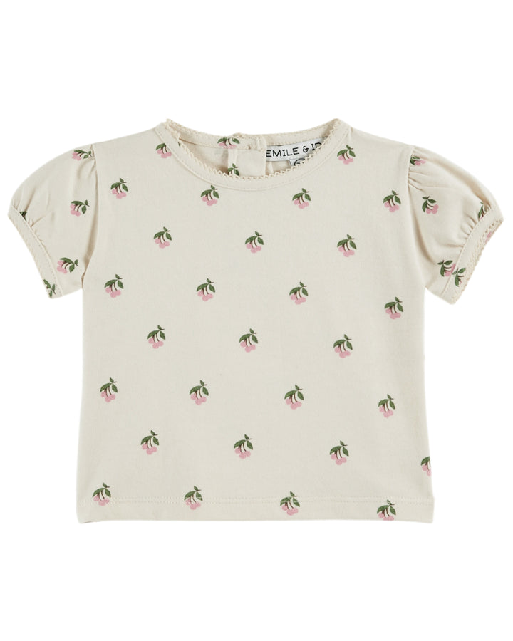 AD114 TEE SHIRT PICOTE IMPRIME - CERISETTE CREME