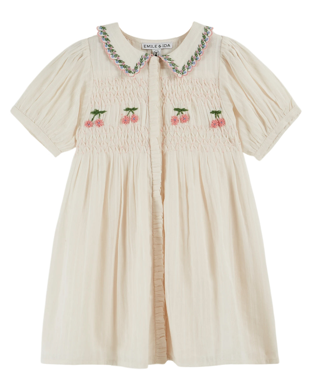 AD156 ROBE BRODEE SMOCKS MAIN- CREME