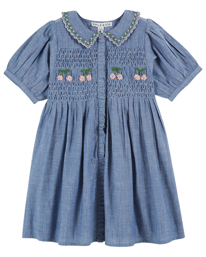 AD156A ROBE BRODEE SMOCKS MAIN - CHAMBRAY