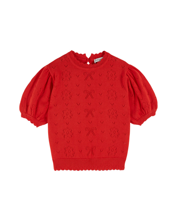 AD185 PULLOVER AJOURE - COQUELICOT