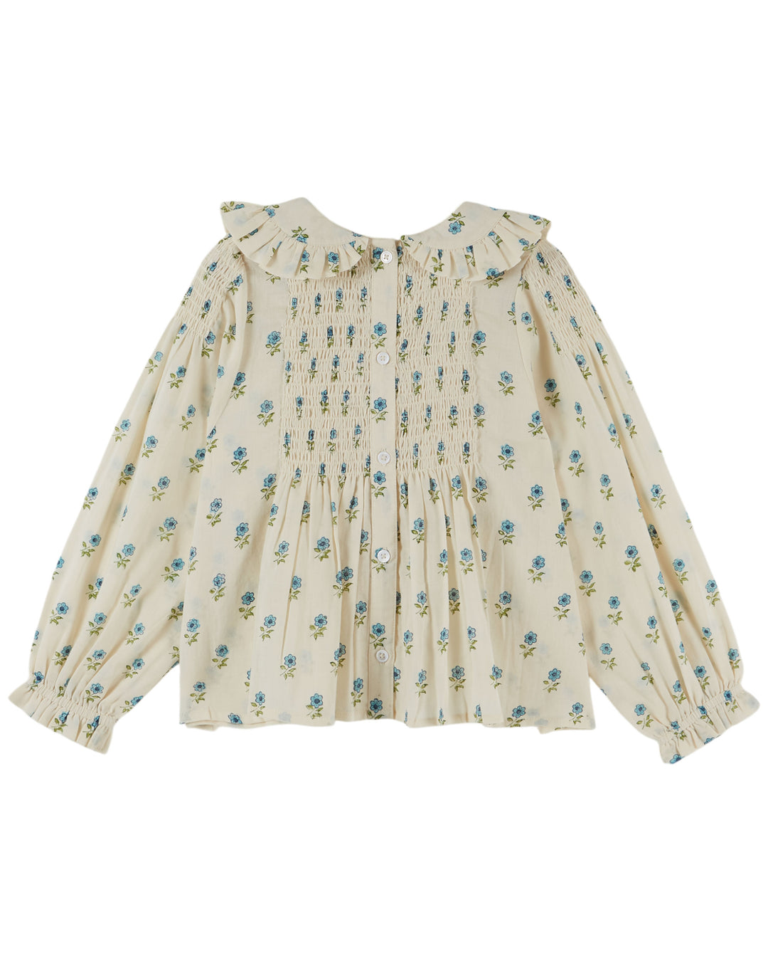 AE042A BLOCK PRINT LARGE COLLAR BLOUS - SCARLET