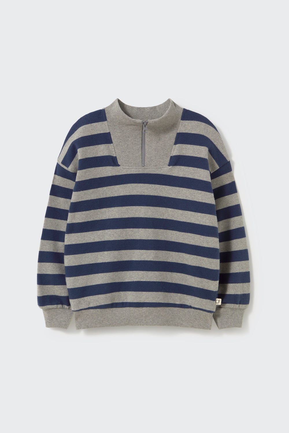 ALEXISK238W6 STRIPED BRUSHED SOFT KNIT SWEATER - NAVY GREY