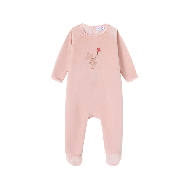 AW203-FOOTIE/HAT BEAR AND KYTE VELOUR - PINK