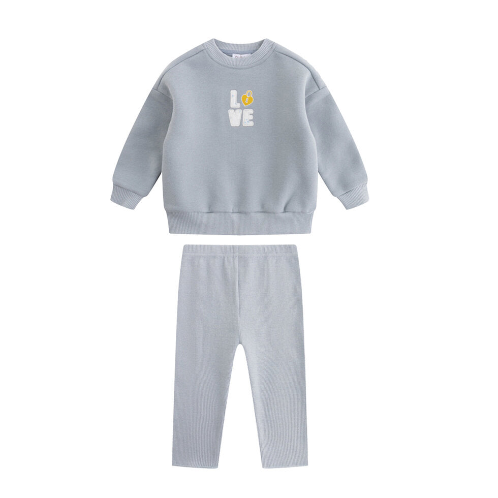AW248 LOVE PATCHWORK SWEAT SET - BLUE