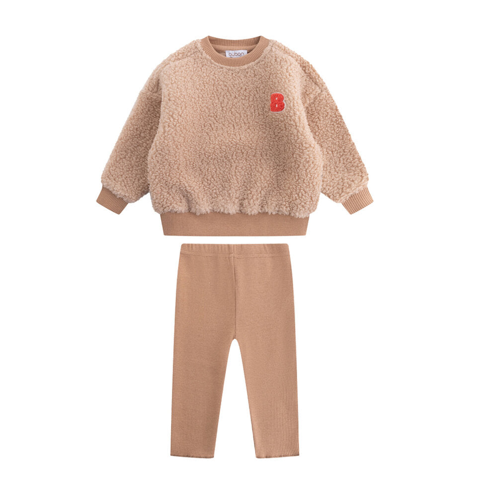 AW255 SHERPA SWEAT SET - BEIGE