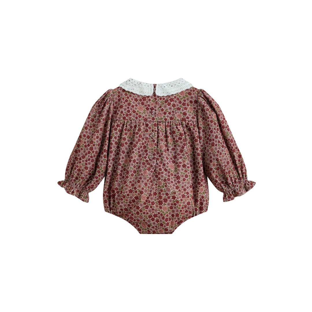 Frances Romper Burgundy Flower