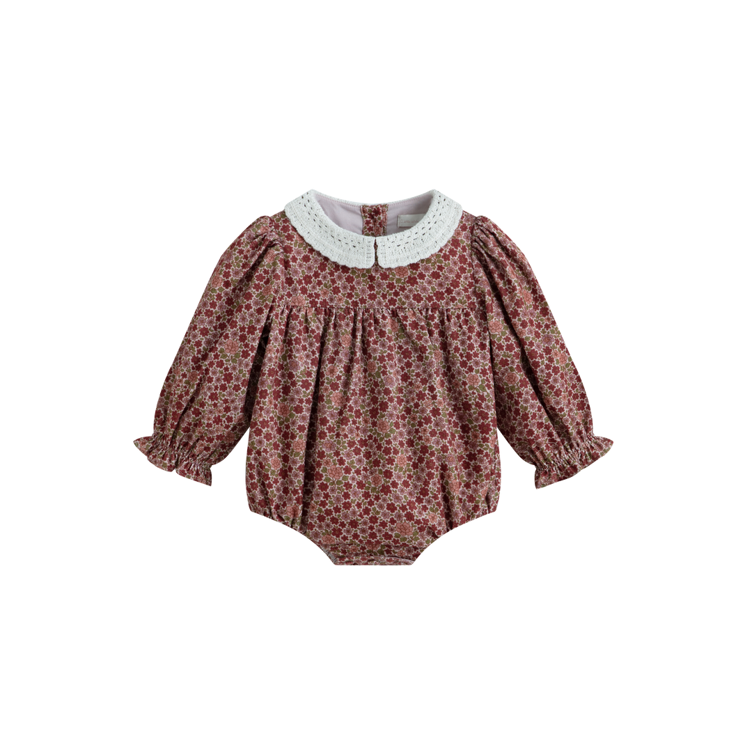 Frances Romper Burgundy Flower