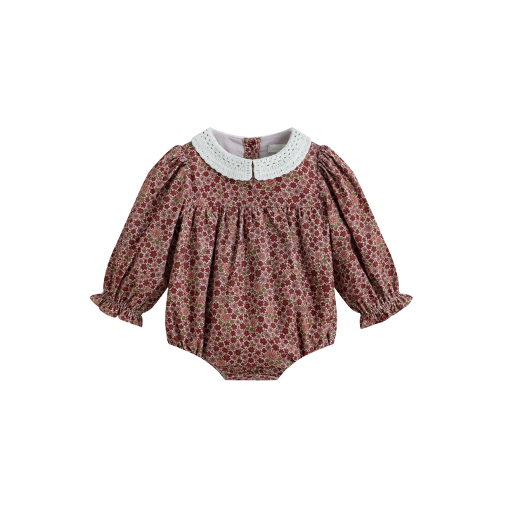 Frances Romper Burgundy Flower