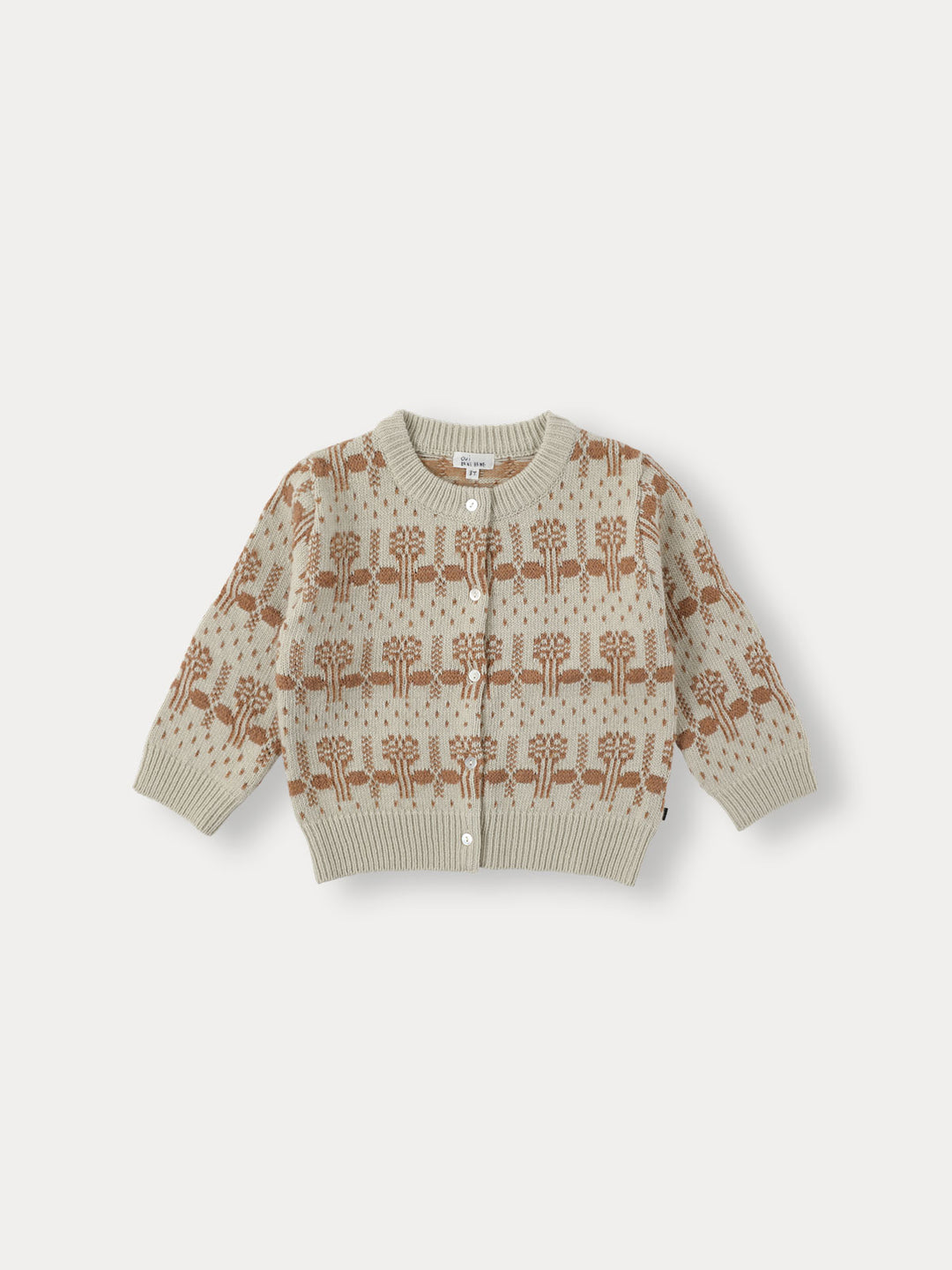 Leaf Buds Knit Cardigan-green beige