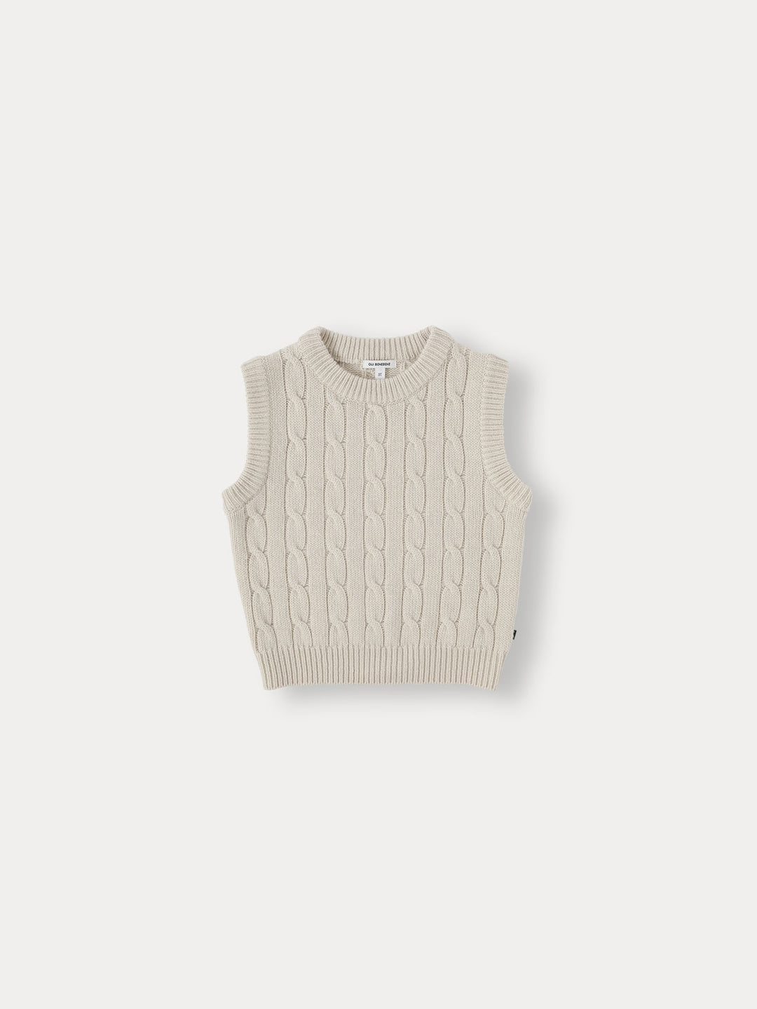 Cable Wool Knit Vest-ecru