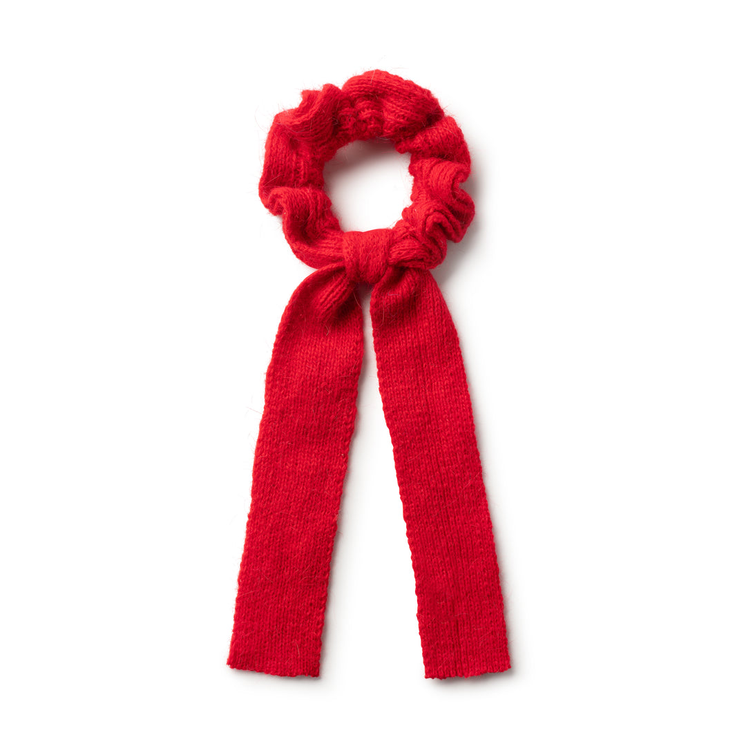 Avery Ribbed Knit Longtail Scrunchie Red