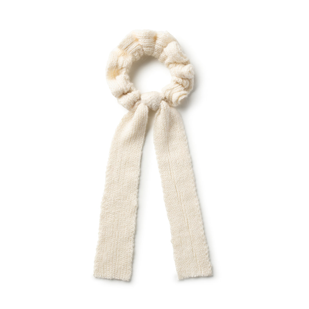 Avery Ribbed Knit Longtail Scrunchie Ivory