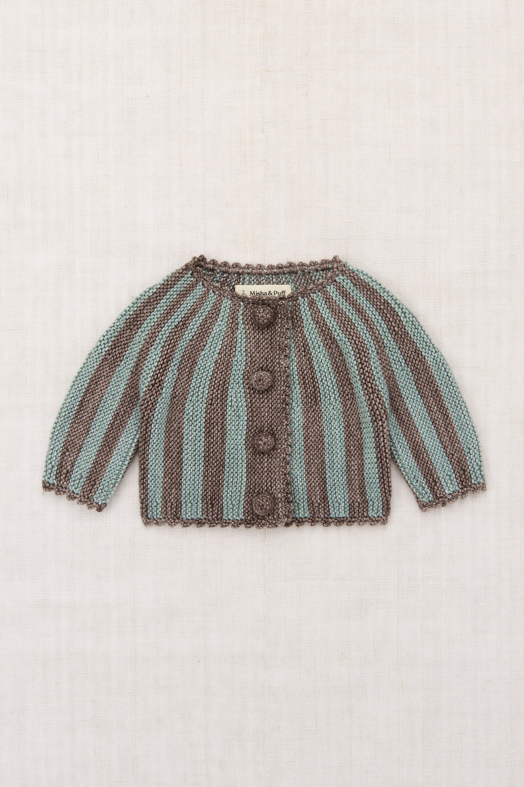 B1408F26-1A8 BABY CIRCUS STRIPE CARDIGAN - MINK