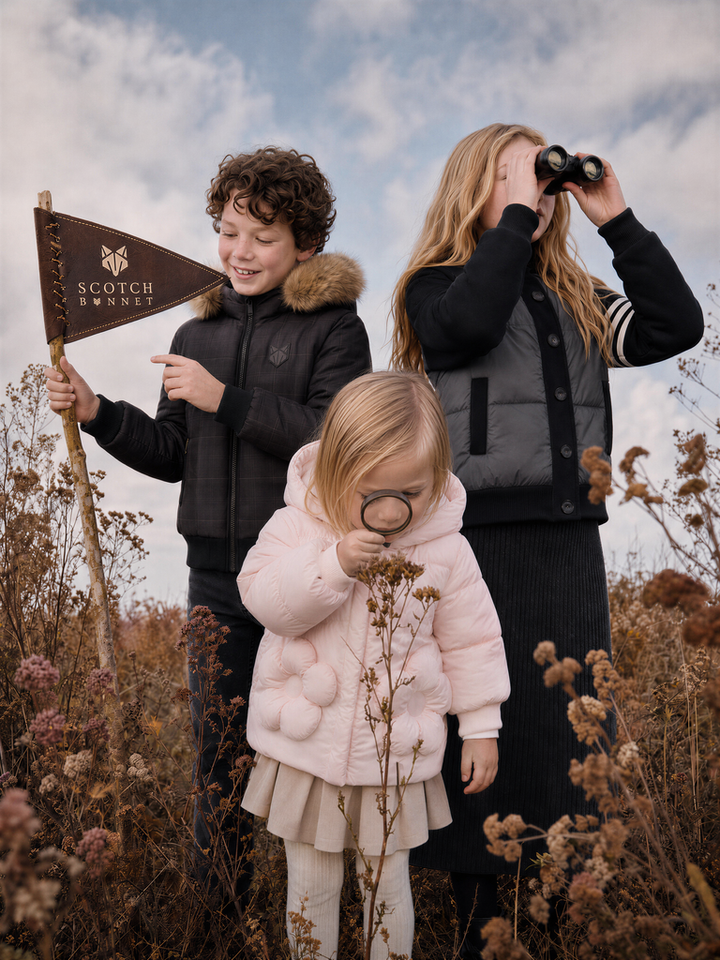 B10 Pink Hooded Baby Down Coat with Oversized Floral Pocket Detail - PINK