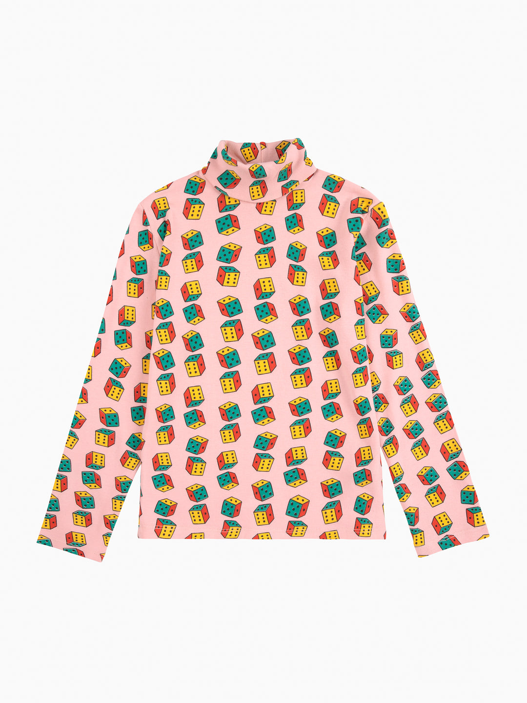 B225AC025-Dices all over turtle neck T-shirt-PINK