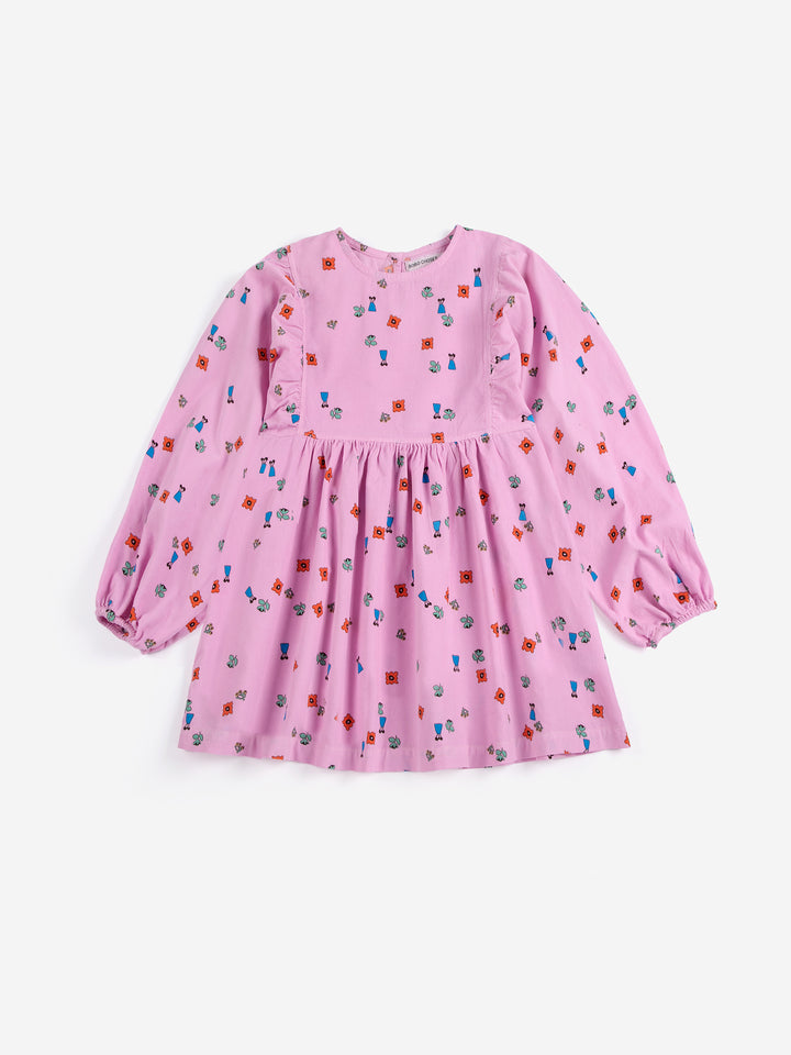 B226AB122 BLOSSOM ALL OVER WOVEN DRESS - PINK