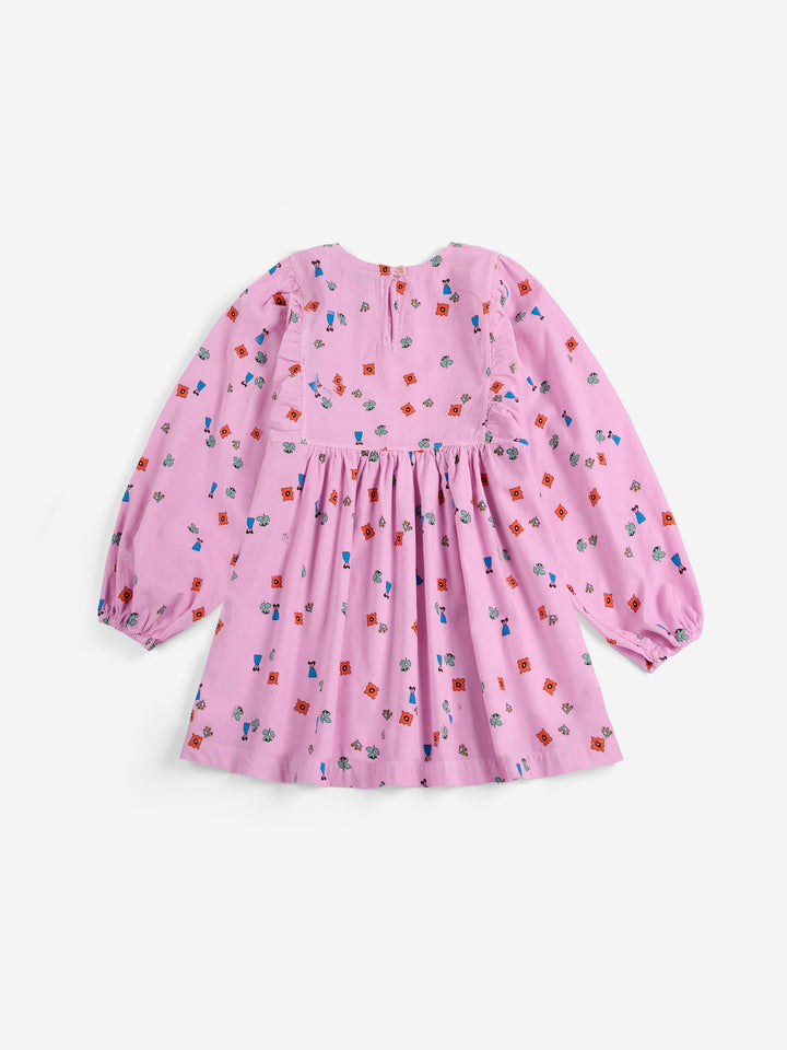 B226AB122 BLOSSOM ALL OVER WOVEN DRESS - PINK