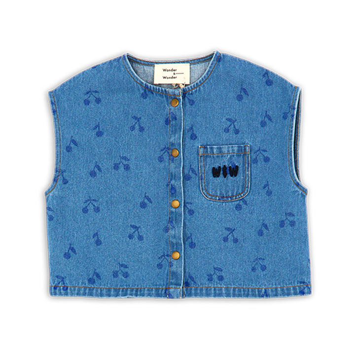 B26108 SQUARE DENIM TOP CHERRIES DENIM