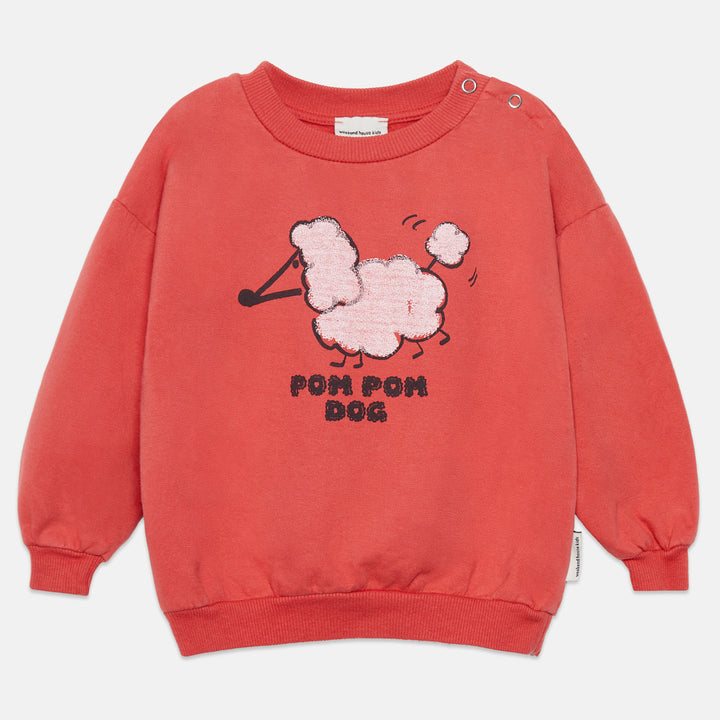 B26881 POM POM DOG BABY SWEATSHIRT - RED