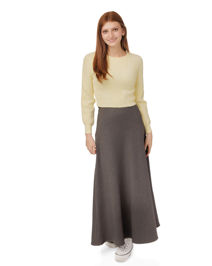 B6W5117S-B-Wool Skirt-BLACK