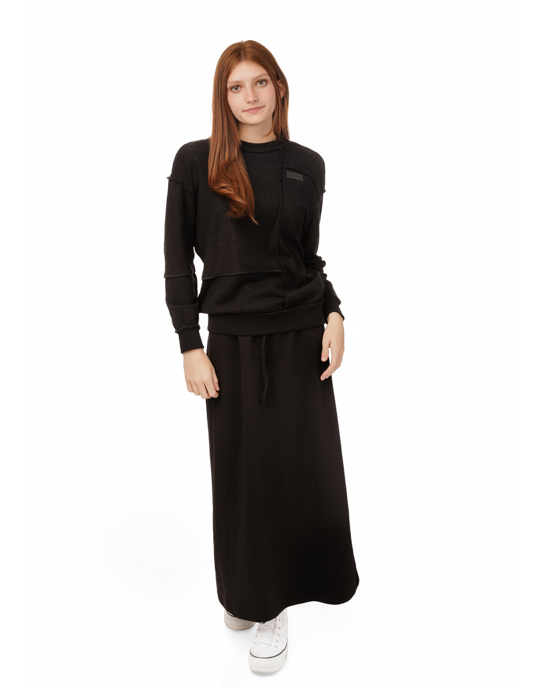 B6W5828T-A-raw edged sweater-BLACK