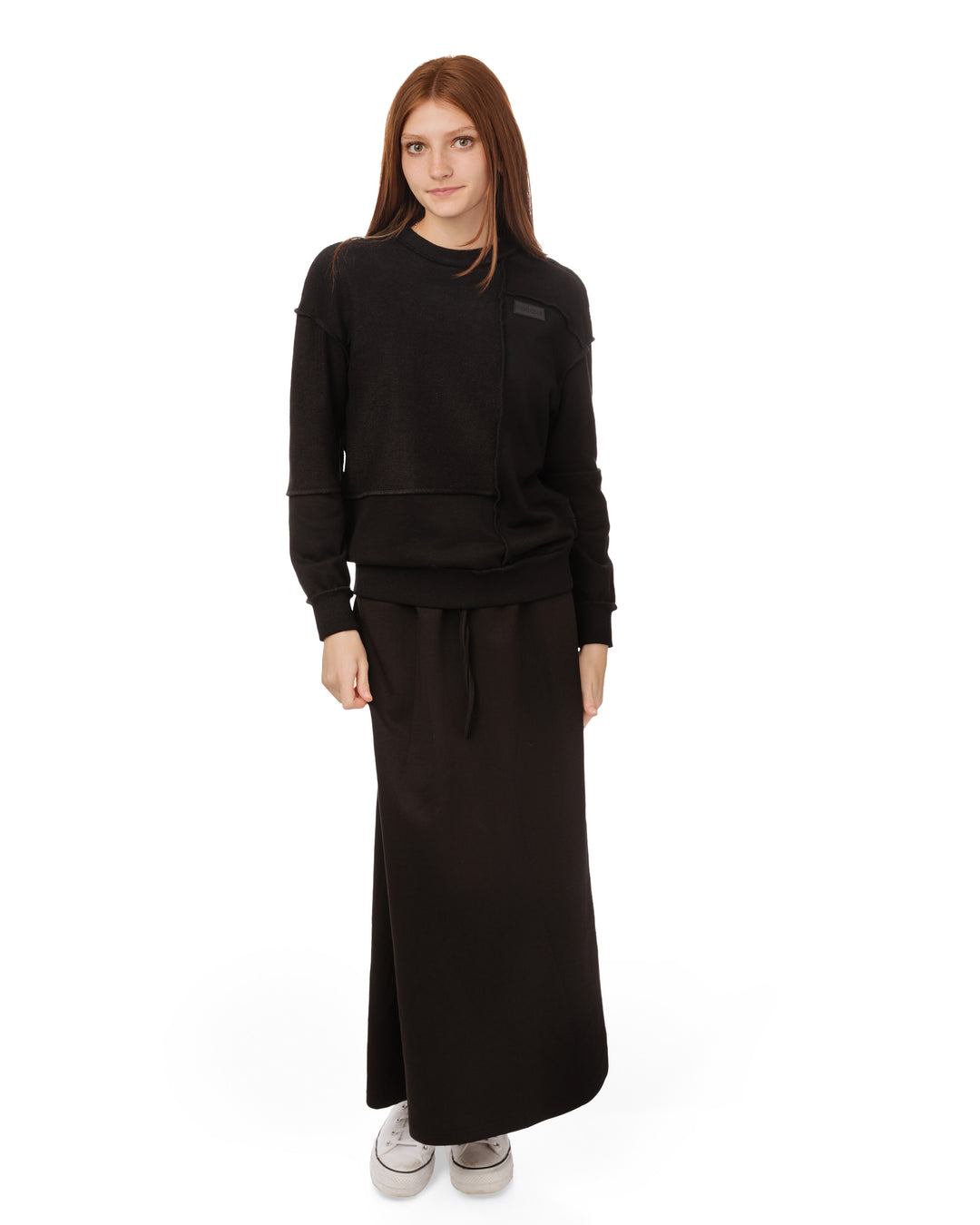 B6W5828T-A-raw edged sweater-BLACK