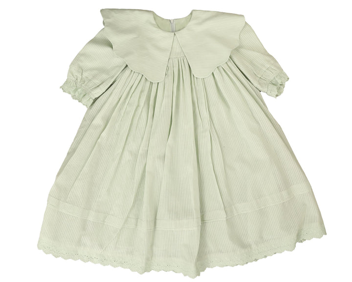 BDR217 STRIPED SCALLOP COLLAR SLEEVED DRESS-MINT