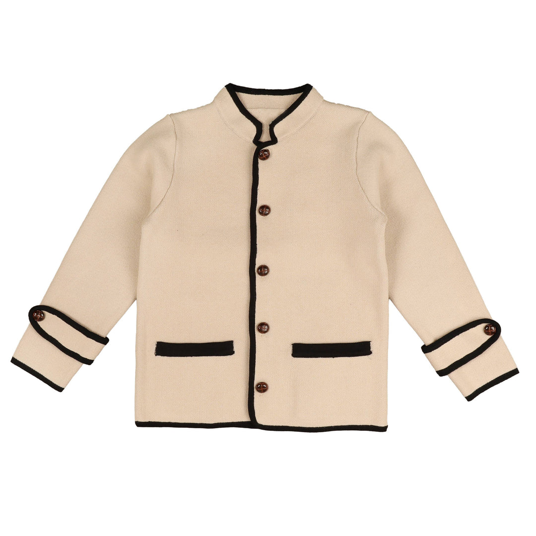 BKN950 CONTRAST TRIM HIGH NECK JACKET KNIT - BLACK